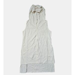 Chintamani Hooded Sleeveless Button Front Dress Hi-Low Fringed L Cotton